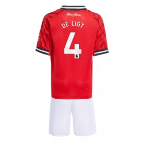 Manchester United Matthijs de Ligt #4 Hemmakläder Barn 2025-26 Kortärmad (+ Korta byxor)